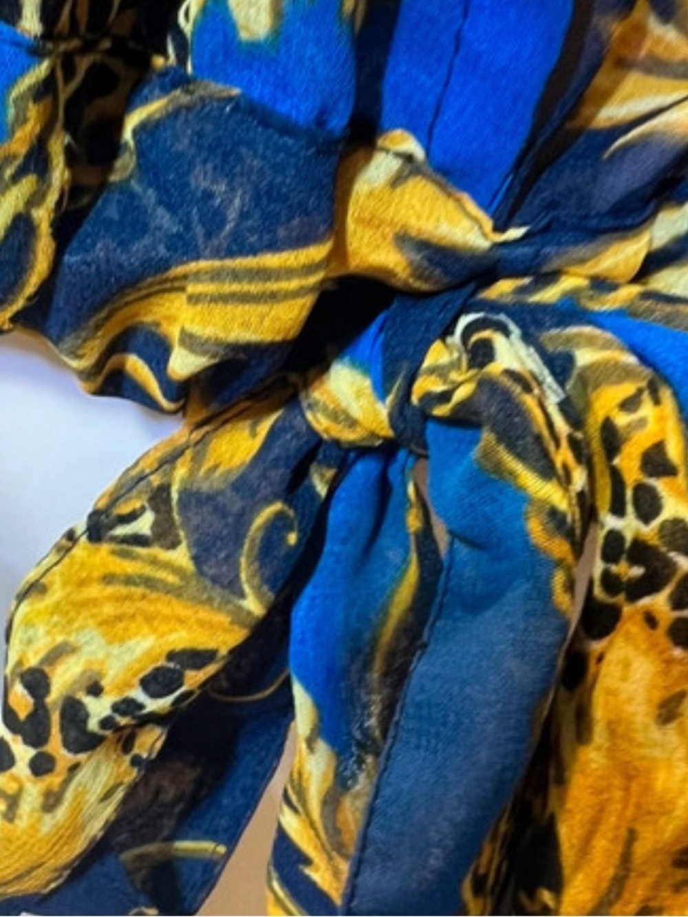 Rouge! Blue and Gold Baroque Wrap Blouse - Picture 7 of 10